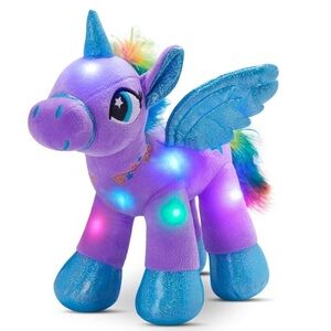 Houwsbaby 14'' Purple LED Light Up Unicorn Stuffed Animal Toy